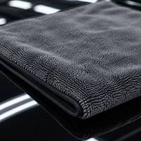 Serviette de séchage de voiture en microfibre grise à boucles torsadées, super absorbante, séchage rapide, sans peluches, sans rayures, avec logo personnalisé, vente en gros