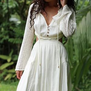 Nuevo Vestido Largo de Verano para Mujer 2025, Vestido de Manga Larga con Encaje para Vacaciones - Product Image 4