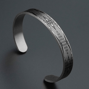 Stainless Steel Jewelry <b>Set</b> Open Adjustable Stainless Steel Finish Cuff <b>Bangle</b> Bracelets for Women Titanium Plated - Product Image 3