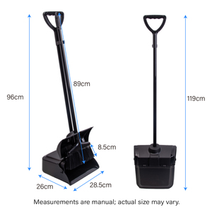 Household Heavy-Duty Black Plastic Broom Dustpan Set with Long Handle and Lid Combo-Commercial-Grade Cleaning Tool - Product Image 3