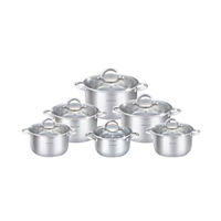 Ensemble de 6 casseroles en acier inoxydable écologiques et minimalistes, compatibles avec l'induction, avec couvercles en verre, pour cuisiner des plats chauds, lavables au lave-vaisselle