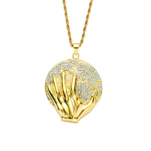 Hot Selling Holding the Earth in Hand Shaped Geometric Pendant Necklace Personalized Hiphop Men's Necklaces Wholesale Jewelry - Product Image 5