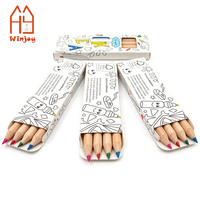 Mini crayons de couleur triangulaires ronds, lot de 4, crayons de couleur en bois naturel, ensemble de crayons de couleur pour enfants, papeterie pour dessin et coloriage, cadeau