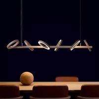 Table de bar moderne et minimaliste, suspension au plafond en aluminium avec éclairage LED long, lustre d'art design à intensité variable, 3 ans
