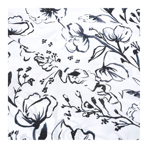WI-B07 fornitore all'ingrosso in bianco e nero big flower line drawing pattern tessuto crepe Faille stampato per indumenti - Product Image 6