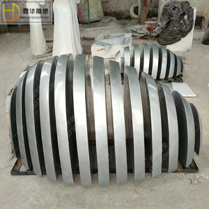 Fiberglass Cut <b>Stone</b> Sculpture Irregular Metallic Finish Weather Resistant Garden Ornament Freestanding <b>Landscape</b> Decor - Product Image 2
