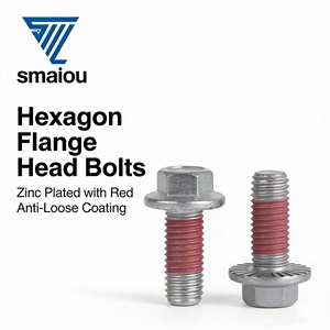 Baut Kepala Flens Hex Berulir Penuh, Lapisan Seng dengan Lapisan Anti-Lepas Merah, Baja Karbon - Product Image 4