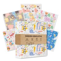 Vente en gros d'usine, chiffon à vaisselle suédois 70% cellulose 30% coton, design personnalisé, écologique, absorbant, éponge en cellulose