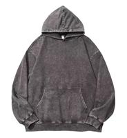 350 gram 100% puur katoenen retro acid-washed distressed hoodie met verbleekte en verouderde Franse wollen lus, aangepast logo