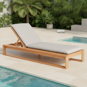 Chaise longue réglable en teck massif, écologique, durable, de luxe, pour l'extérieur, piscine, jardin, resort, villa, hôtel, résistante aux intempéries - Product Image 5