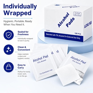 Tampons d'alcool isopropylique personnalisés rose et violet à 70 %, certifiés CE, 2 ou 4 plis, 6x3cm 6x6cm, emballés individuellement - Product Image 3