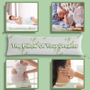 Almohada de Bambú Refrescante para Todo el Cuerpo, Rellena de Espuma Viscoelástica Triturada, con Funda de Bambú Extraíble con Cremallera, Firme, para Dormir de Lado - Product Image 6