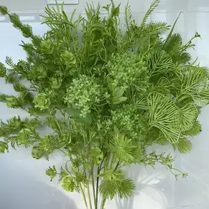 Arrangement de fleurs de feuilles vertes artificielles pour décoration de mariage