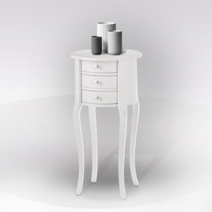 TAVOLO ROTONDO CON 3 CASSETTI, LACQUERATO BIANCO - Product Image 1