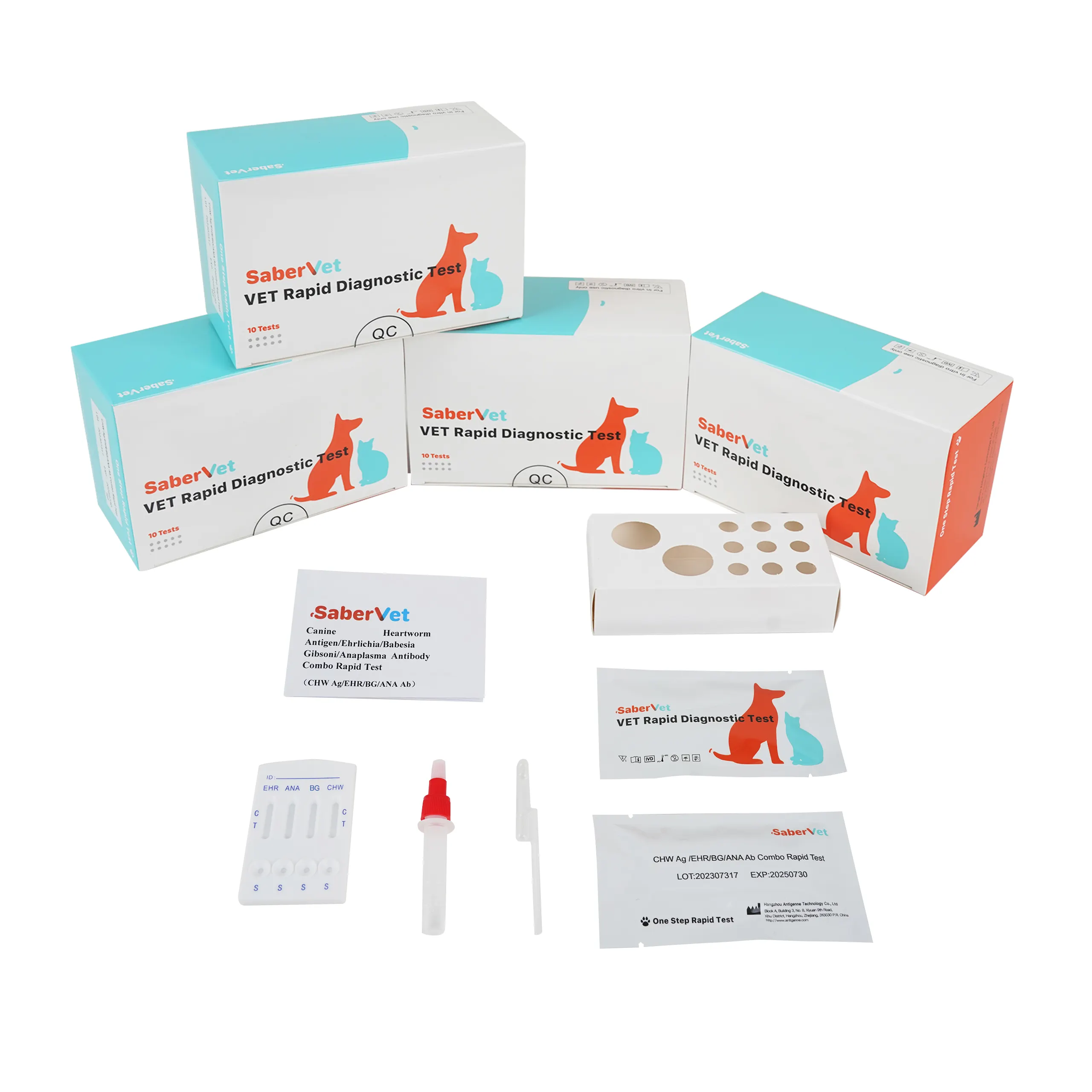 Medical Device Strip a per care heartworm ag test feline/canine heartworm antigen  fchw ag  erlichia anaplasma babesia test kit