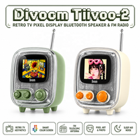 Tiivoo-2 Divoom Speaker TV Vintage Layar Pixel Art Radio FM Teleskopik Dua Warna Dekorasi Meja