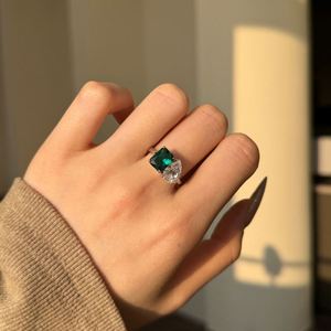 Dylam Fine <b>Top</b> Jewelry Sterling <b>Silver</b> Rhodium Plated Rectangle Pear Shape Double Stone 5A Zirconia Wedding Engagement Band Ring - Product Image 5