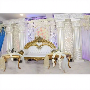 Décoration de scène de mariage exclusive, professionnelle, moderne, simple, blanche, en fibre, avec installation portable pour événements intérieurs/extérieurs - Product Image 1