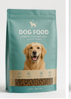 Pochette à fond plat recyclable imprimée en héliogravure avec fermeture éclair et valve pour l'emballage d'aliments pour animaux de compagnie et de friandises pour chiens