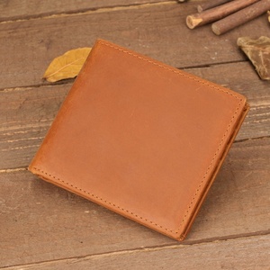 Customized Vintage Style Men's Genuine Leather <b>RFID</b> <b>Blocking</b> Short Open Closure Customized Laser Logo Sports <b>Wallet</b> - Product Image 3