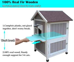 בית חתול חיצוני בית לחתולים בר עץ מחוץ לבית מחסה לחתולים חיצוני לבית חתול חיצוני - Product Image 4