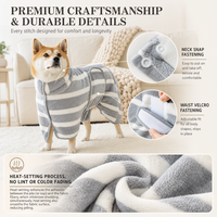 Peignoir de séchage pour chien en polaire corail rayée, léger, élégant, lavable en machine, séchage rapide, prix d'usine, pour chiots et grands chiens