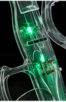 Violon électrique professionnel transparent en gros pour spectacle sur scène et performance solo, facile à connecter à un amplificateur