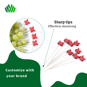 Palitos <span class=keywords><strong>de</strong></span> fruta desechables <span class=keywords><strong>de</strong></span> madera natural 9cm <span class=keywords><strong>cangrejo</strong></span> rojo <span class=keywords><strong>de</strong></span> bambú para acampar - Product Image 2