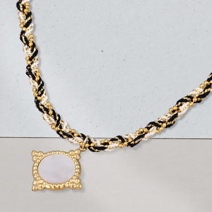 Simple blanco y negro cuerda trenzada joyería hecha a mano collar bohemio blanco <span class=keywords><strong>Shell</strong></span> 2 capas pulsera venta al por mayor Drop-<span class=keywords><strong>Shipping</strong></span> - Product Image 3