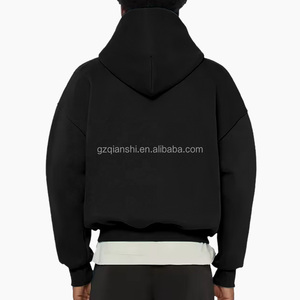 Fabricant de sweats à capuche personnalisés à double fermeture éclair, coupe ample, avec broderie, essentiels, noirs, vierges, épais, courts et zippés - Product Image 4