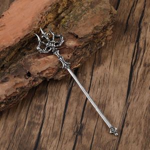 Elegante Horquilla Retro Vikinga Punk con Forma de Hoz y Calavera, Horquilla Gótica Metálica con Forma de Bruja, Accesorios de Moda Noruega - Product Image 3