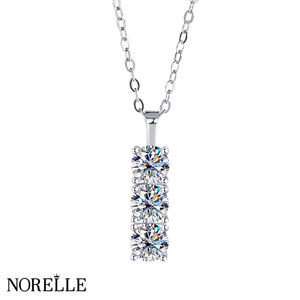 NORELLE lujo 1,2 quilates D Moissanite platino plateado 925 plata esterlina corte brillante tres piedras GRA certificado collar - Product Image 1