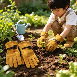 <strong>Children</strong> <strong>Gardening</strong> <strong>Gloves</strong> Cowhide Anti-Thorn Puncture-Resistant Stab-Proof Abrasion-Proof Heat-Resistant Labor Protection - Product Image 1