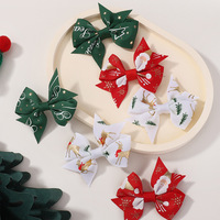 Nouveaux accessoires de cheveux de Noël pour enfants : pinces crocodiles à nœud imprimé bonhomme de neige, barrettes mignonnes pour filles pour fêtes de Noël