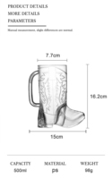 Nouveauté : Grandes tasses en forme de bottes de cowboy lumineuses, verres à shot LED en plastique de 17 oz, mugs à boisson pour cowgirl avec poignée pour fête d'anniversaire