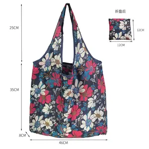 Printed Reusable Lightweight Durable Washable Grocery Bag for Shopping