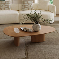 Table basse en bois massif de designer Maillard Design, grande table plate de style italien, mobilier de salon de luxe léger, nécessite l'assemblage SG080