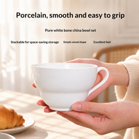 Tasses à café en porcelaine fine blanche, grande capacité, compatibles micro-ondes, pour le petit-déjeuner et le lait – Vente en gros et au détail