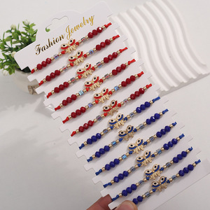 ใหม่2024สร้อยข้อมือคริสตัลผีเสื้อผึ้งผู้หญิงสร้อยข้อมือทอสีแดงและสีฟ้าแบบปรับได้สร้อยข้อมือนำโชคแบบแฟชั่นสำหรับเป็นของขวัญสำหรับผู้หญิง - Product Image 3