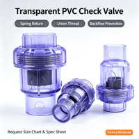 Clapet anti-retour à ressort en PVC avec joint PTFE, raccord fileté transparent, pour pompe à eau, raccord de tuyauterie, plomberie, garantie 1 an