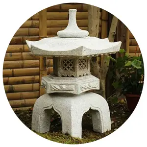 Großhandel im Freien Garten Landschafts bau Dekoration Steins chnitzerei japanische Pagode Yukimi Laterne Lampe zum Verkauf