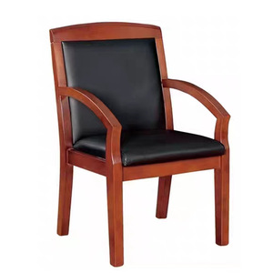 Ergonomic Conference <b>Chair</b> Solid Wood Walnut Color Black Suede No Armrests Durable for Office <b>Study</b> Room Commercial Space - Product Image 5