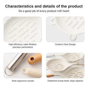 Cuillère filtrante grande en silicone résistant à la chaleur, cuillère perforée multifonctionnelle, cuillère de cuisine pour pâtes et plats chauds - Product Image 3