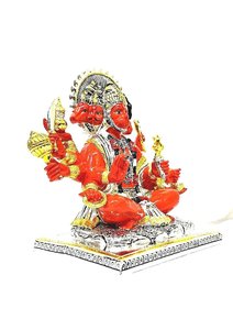 Estatua Religiosa Hecha a Mano de Panchmukhi Hanuman de Cinco Caras, Plateada y Bañada en Oro de 24k, para Puja, Decoración del Templo del Hogar, Regalo de Boda - Product Image 4