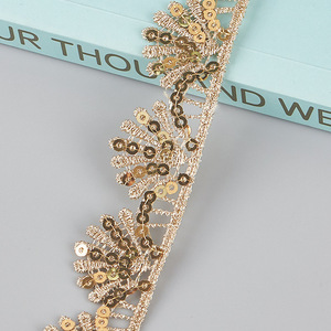 Nhà Máy Vàng Long Lanh Nước Hòa Tan Ren Phụ Kiện Đính Cườm Mã Thanh Quốc Gia Quần Áo Lãnh Đạo Phụ Kiện Ren <span class=keywords><strong>Trim</strong></span> - Product Image 1