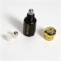 Vente en gros de flacons en verre noir personnalisés avec logo, 3 ml, 6 ml, 12 ml, pour huile de parfum arabe Oud Musk, flacon à bille avec pochette en velours