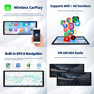 Autoradio Android Qualcomm 6225 12,3 pouces avec écran Carplay, stéréo universel, lecteur audio vidéo pour voiture, prise en charge de la caméra 360, GPS, WIFI, 4G - Product Image 4