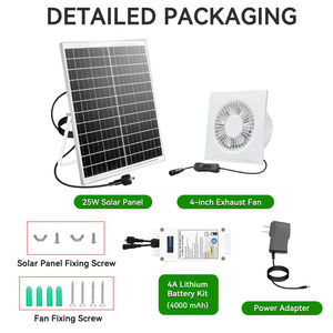 Ventilador de Extracción Solar de Alta Eficiencia de 4 Pulgadas y 25W con Batería de 4A para Ventilación sin Escobillas, Impermeable y Alimentado por Energía Solar YX-XB-4C+25W+4A - Product Image 5