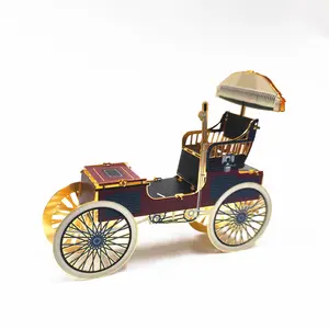 Custom Brass Etching Assemble Accessories 3D Model Metal Ornaments Classical Horse Drawn Carriage 3D Brass Crafts