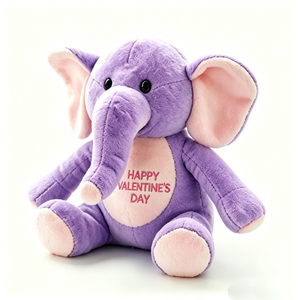 Peluche de elefante morado lavanda de pelo corto ultra suave personalizado, orejas, vientre, punta del trompo y almohadillas para las patas de color rosa rubor. - Product Image 5